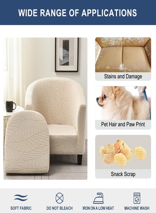 NILUOH Club Chair Slipcover 2 Piece Soft Stretch Tub Chair Cover Barrel Chair Covers Armchair Covers Spandex Couch Covers Furniture Protector for Bar Counter Living Room,Jacquard Beige - Image 5